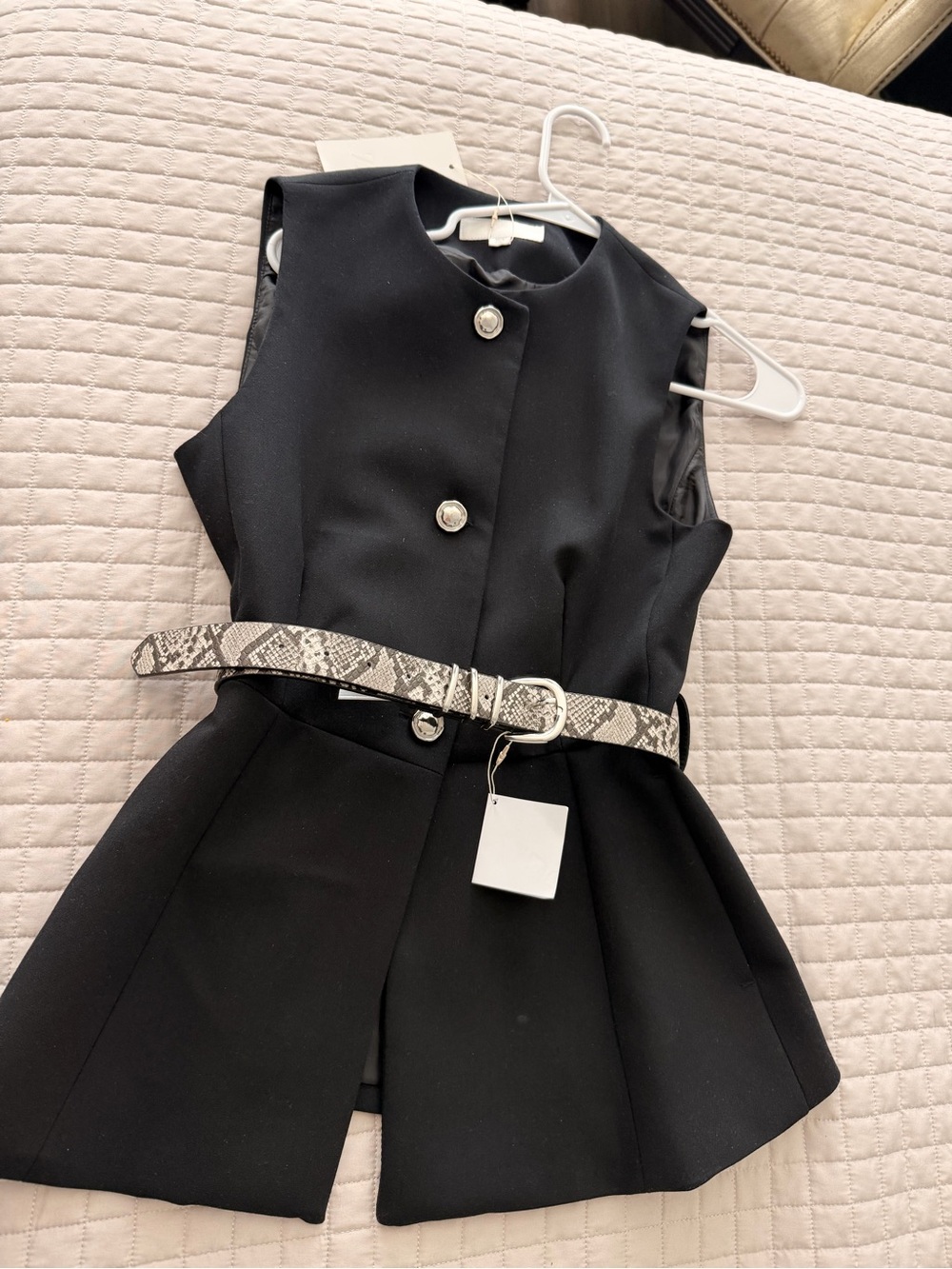 Zara Black Sleeveless Peplum Vest with Silver Buttons